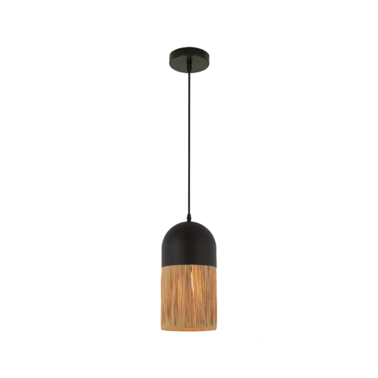 23071 PENDANT LIGHT E27 MAX 11W METAL - PAPER, BLACK - NATURAL Zambelis Lights